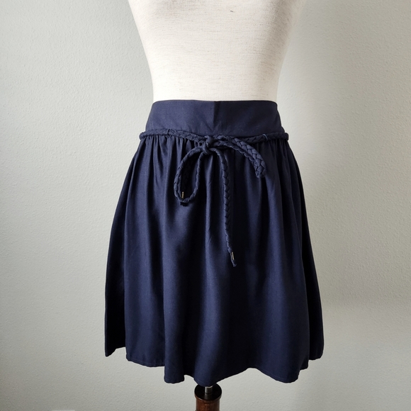Tommy Hilfiger Dresses & Skirts - Tommy Hilfiger Navy Blue Pull-On Skirt With Braided Tie Belt, Size Small